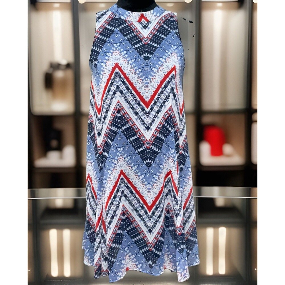 Speeckless High-neck Chevron Print Women Dress Size M